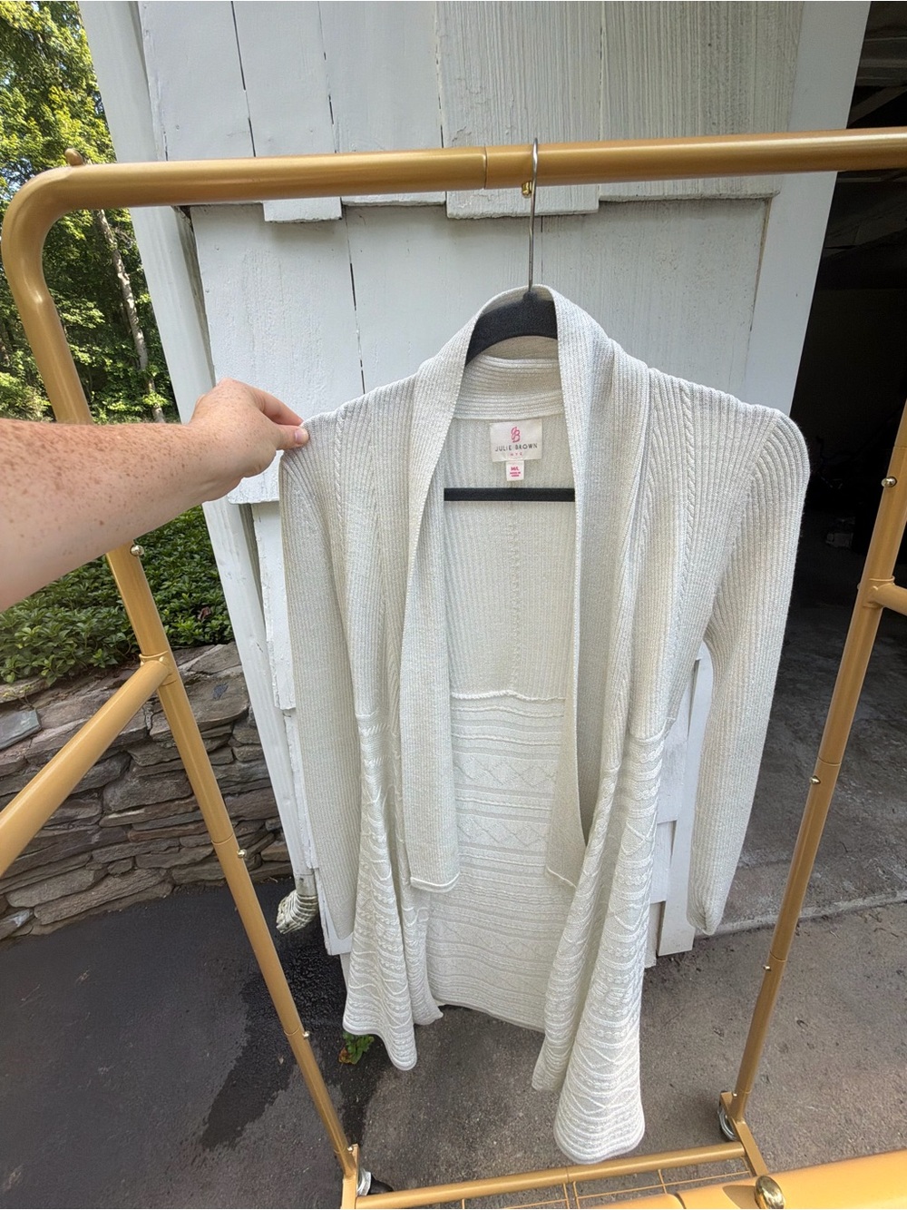 JB by Julie Brown Ivory Open-Front Knit Cardigan